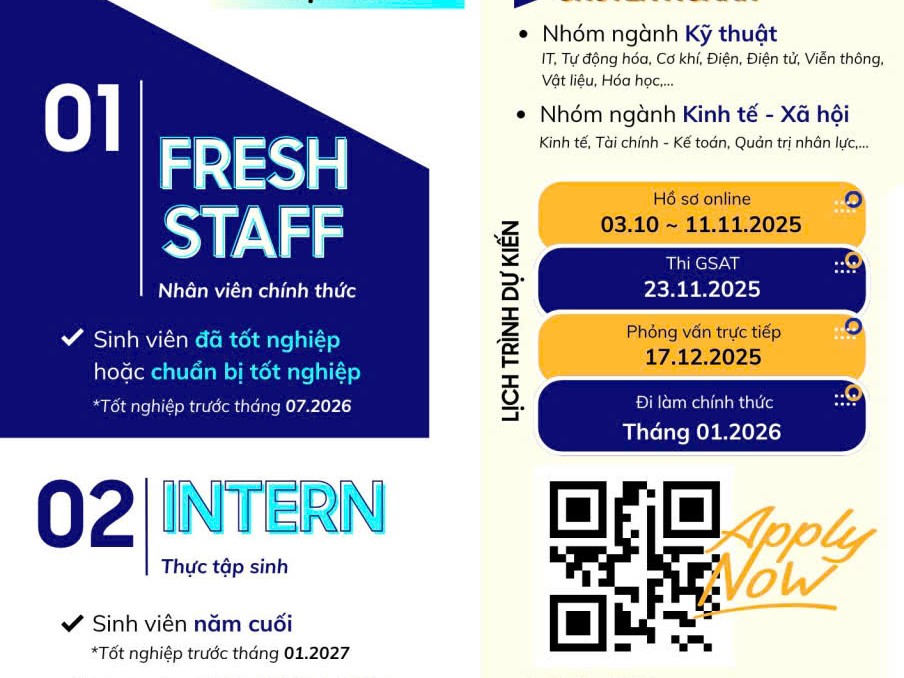 Các em ơi, Samsung Việt Nam đang tuyển dụng đợt 2 năm 2025 đó!