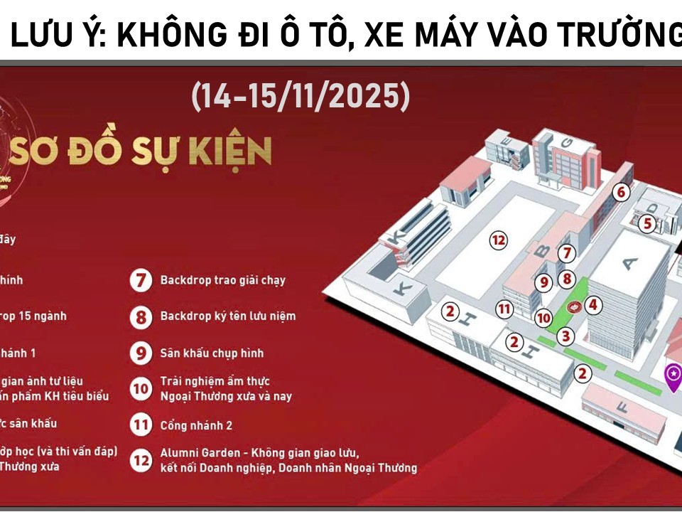 THÔNG BÁO SƠ ĐỒ SỰ KIỆN NGÀY 15/11/2025 VÀ HƯỚNG DẪN GỬI XE, ĐỖ XE TẠI CÁC ĐIỂM GỬI XE GẦN TRƯỜNG (KHÔNG ĐI Ô TÔ, XE MÁY VÀO TRƯỜNG)
