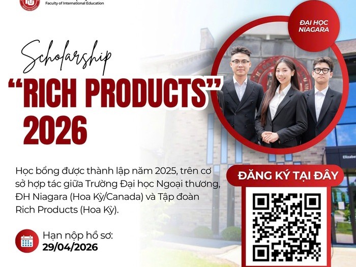 THÔNG BÁO VỀ ĐĂNG KÝ THAM GIA CHƯƠNG TRÌNH HỌC BỔNG RICH PRODUCTS NĂM 2026 